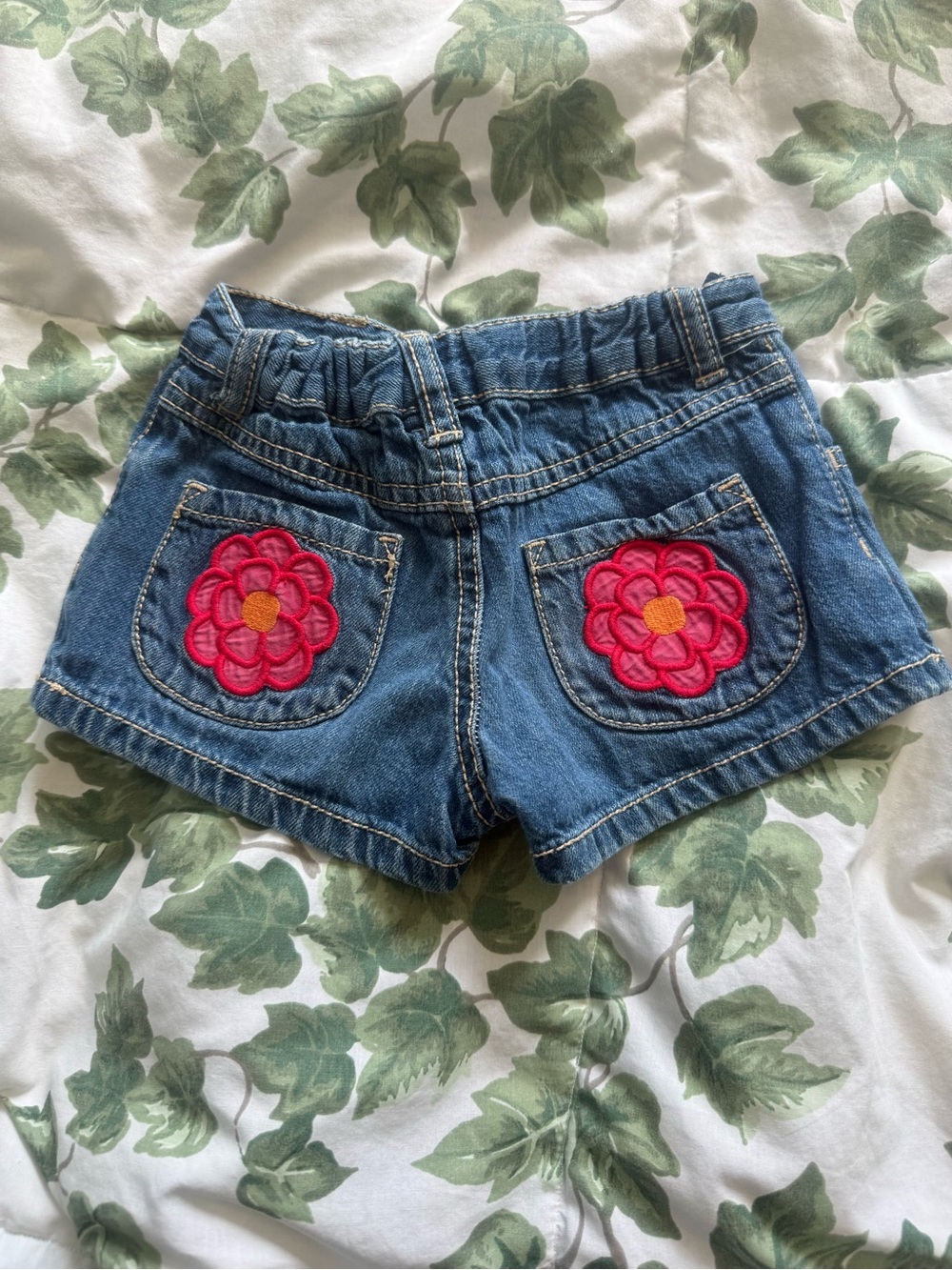 The Children's Place Denim Shorts with Pink Flower Pockets